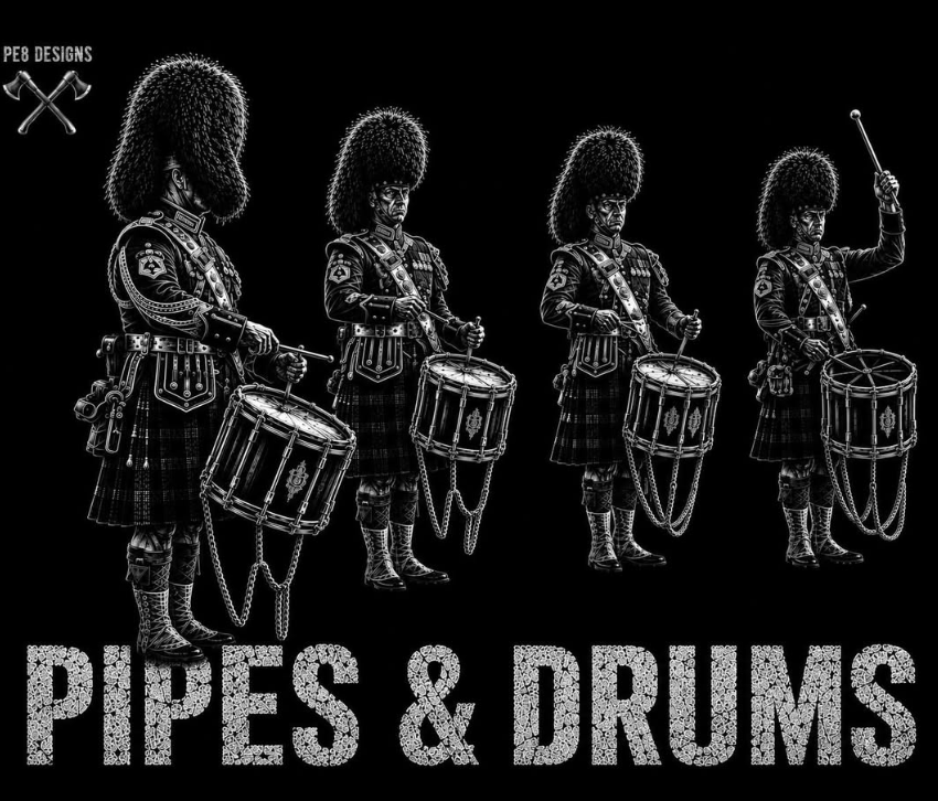 Pipes & Drums PE8 T-shirt design