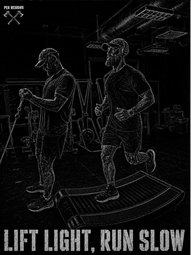 Lift Light, Run Slow PE8 T-shirt design