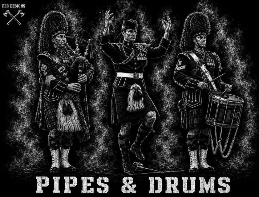 Pipes & Drums - Field Line PE8 T-shirt design