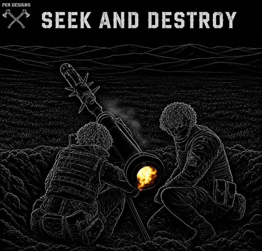 Seek and Destroy PE8 T-shirt design