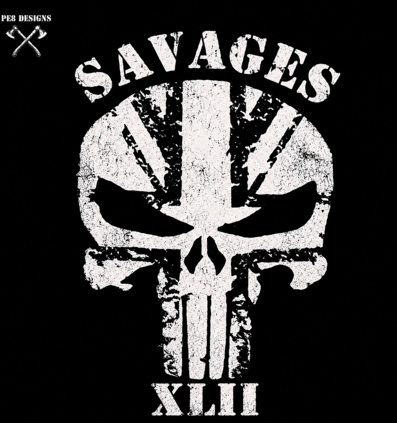 Savages XLII PE8 T-shirt design
